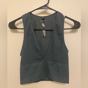 Urban Outfitters Low V-Neck Ribbed Tank Top